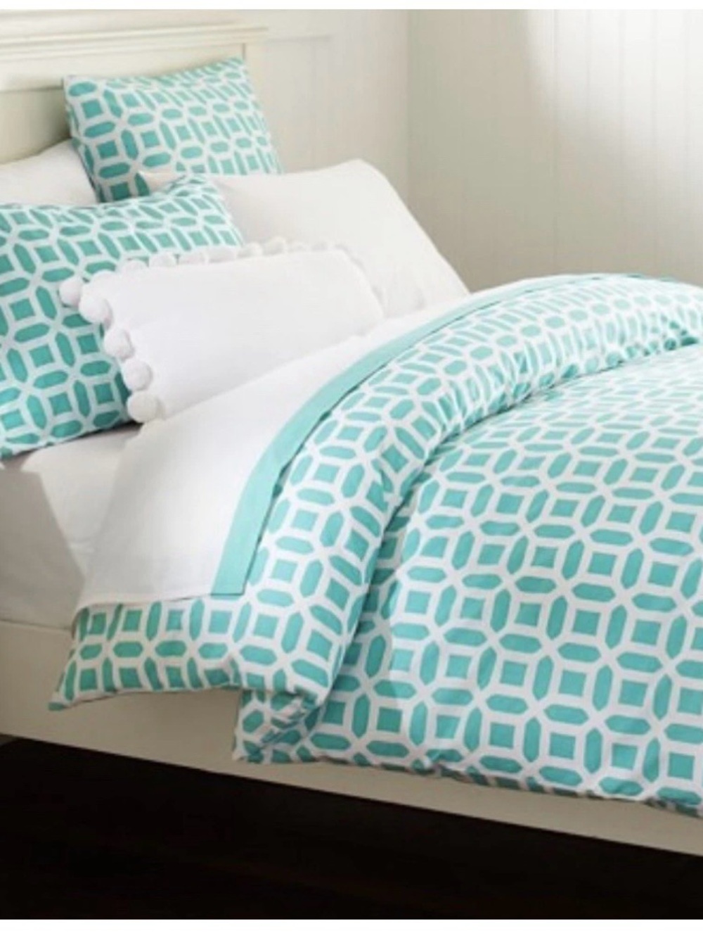 Pottery Barn Teen Peyton Duvet Cover Twin Pool Aqua NWT